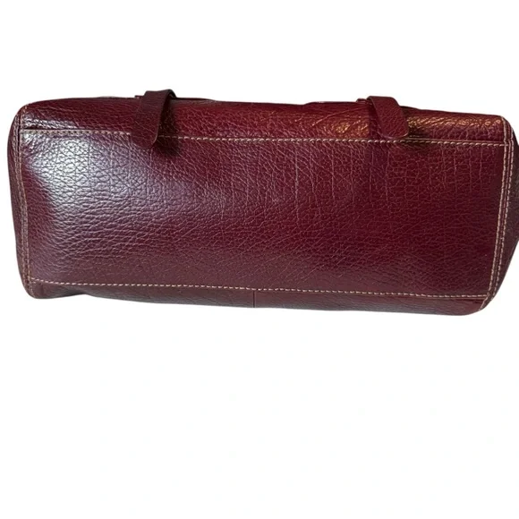 FRANCESCO BIASIA BURGUNDY LEATHER SATCHEL HANDBAG - Picture 6 of 8